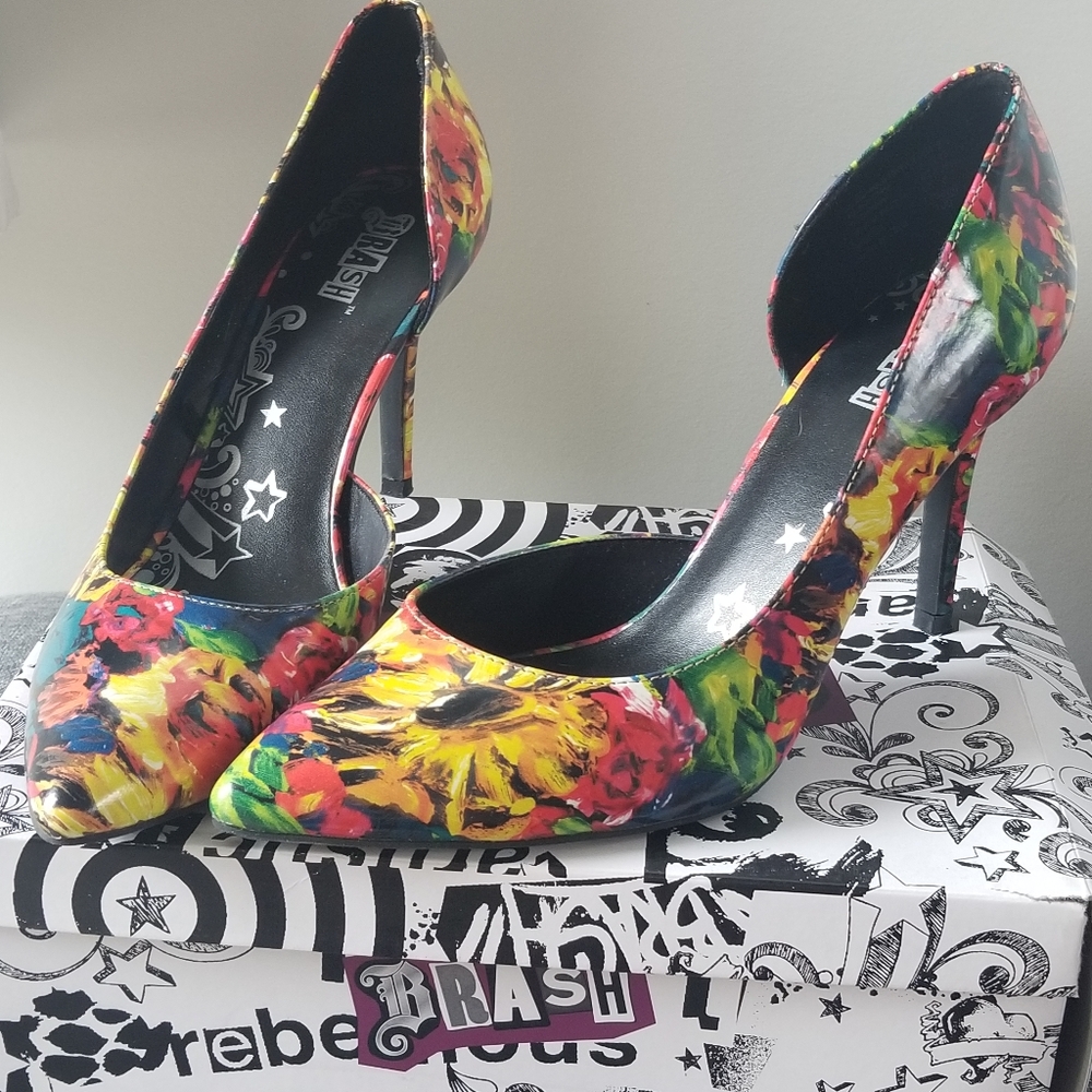 Brash Flower print heels